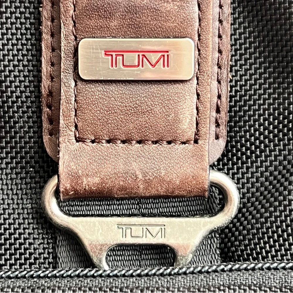 Tumi Alpha Bravo Yuma Slim Briefcase laptop bag black nylon leather trim handle